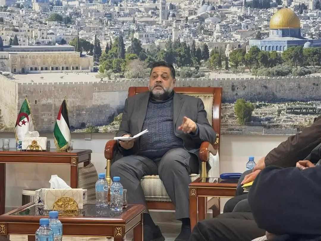 Bloc takes part in meeting in support of the Palestinian cause attended by Palestinian leader Osama Hamdan
